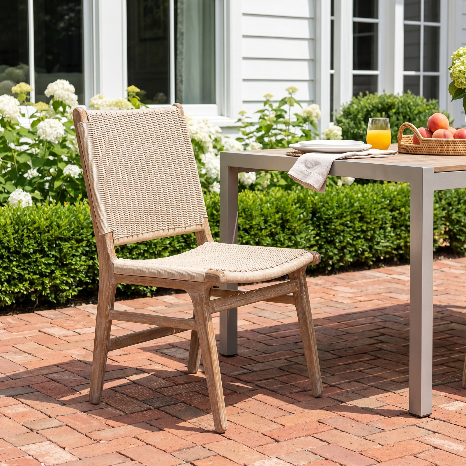 Sedona Teak Premium All-Weather Wicker Outdoor Dining Side Chair
