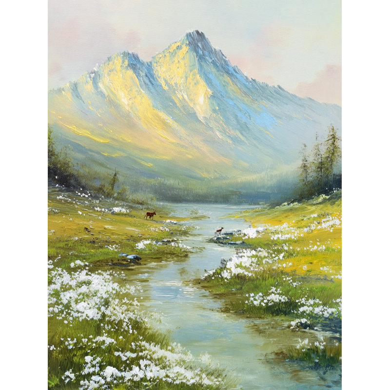 Art mural sur toile Alpine Stream Valley, H 36 po x l 24 po