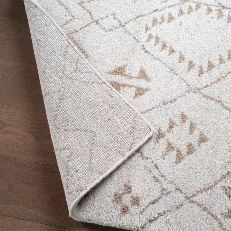 Hand Knotted Wool Area Rug in Cream/Brown, Rectangle 8' x 10'