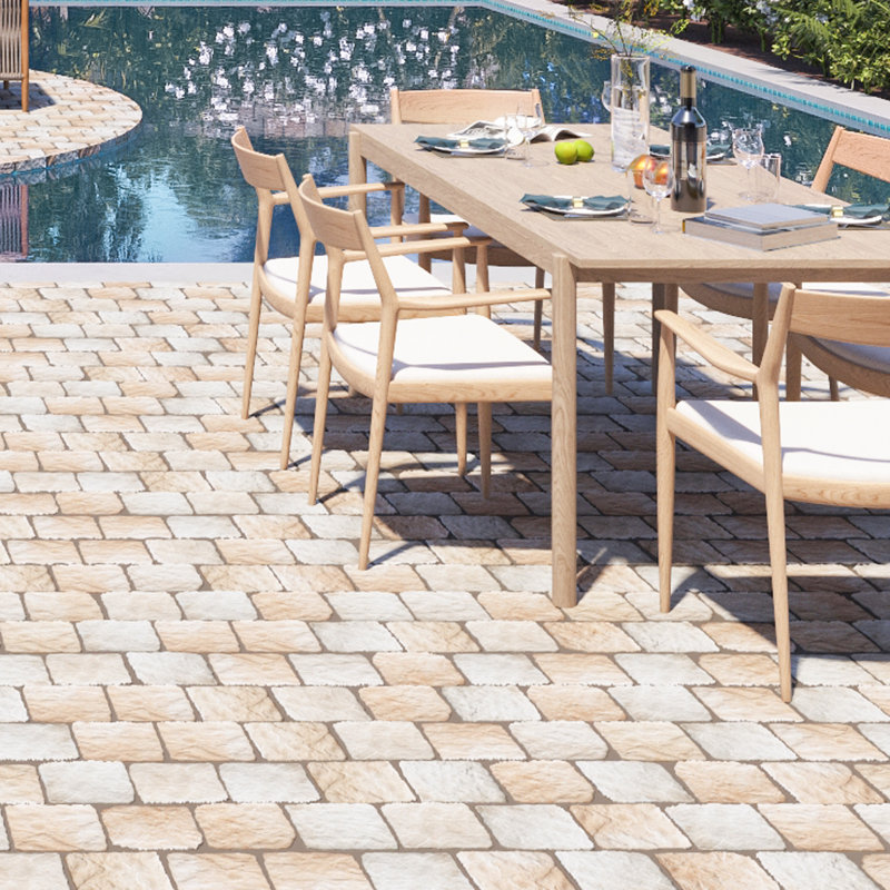 Country 5.88" x 5.88" Porcelain Stone Look Wall & Floor Tile, Beige