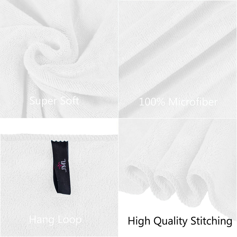 Ensemble de 2 serviettes de bain en microfibre, Blanc