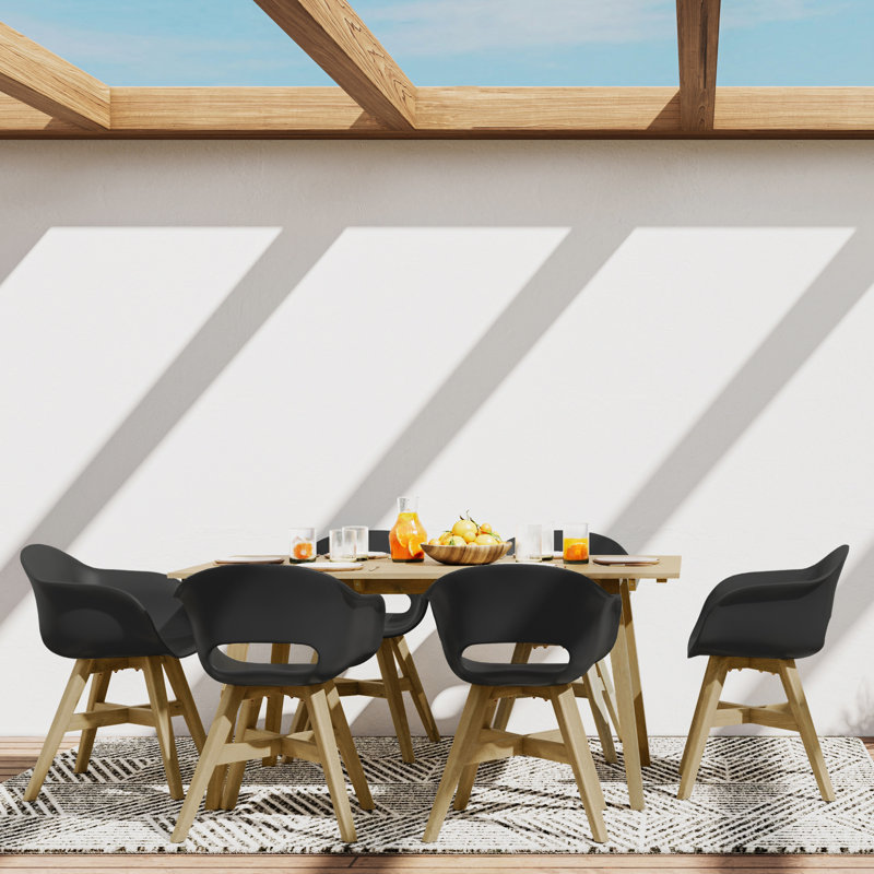 Light Teak 65 Inch Rectangular Acacia Outdoor Dining Table