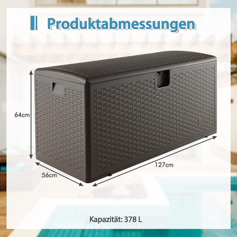 17 Stories Mehebbet 127cm W 83L Water Resistant Lockable Deck Box in Brown