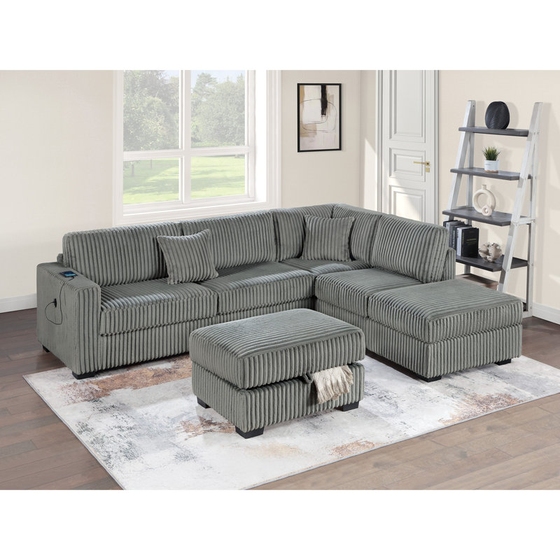 Canapé modulaire en velours côtelé, Fumée