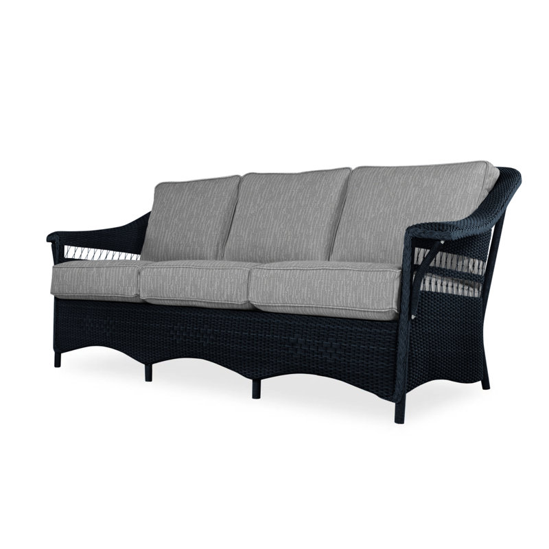 Nantucket Outdoor 3 - Seat Patio Sofa, Hansen Sky, Ebony