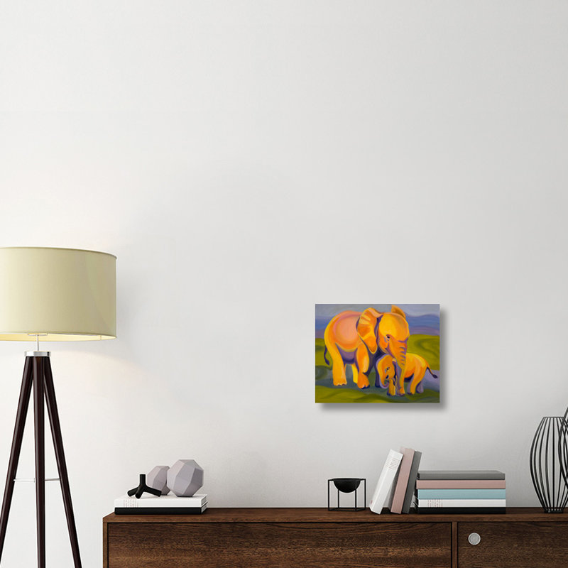 " Elephants " Print, 16" H x 20" W x 1.5" D, Stretched Canvas