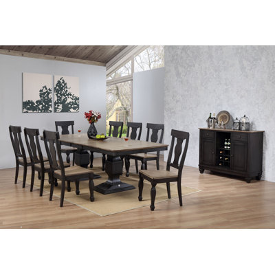 Ensemble de salle à manger extensible en bois massif 9 pièces Goldene