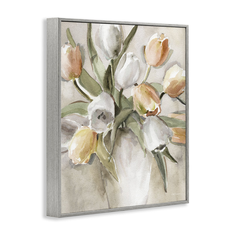 «Peach Tulips Bouquet», estampe numérique de Carol Robinson, H 14 po x l 11 po, Estampe numérique Farmhouse