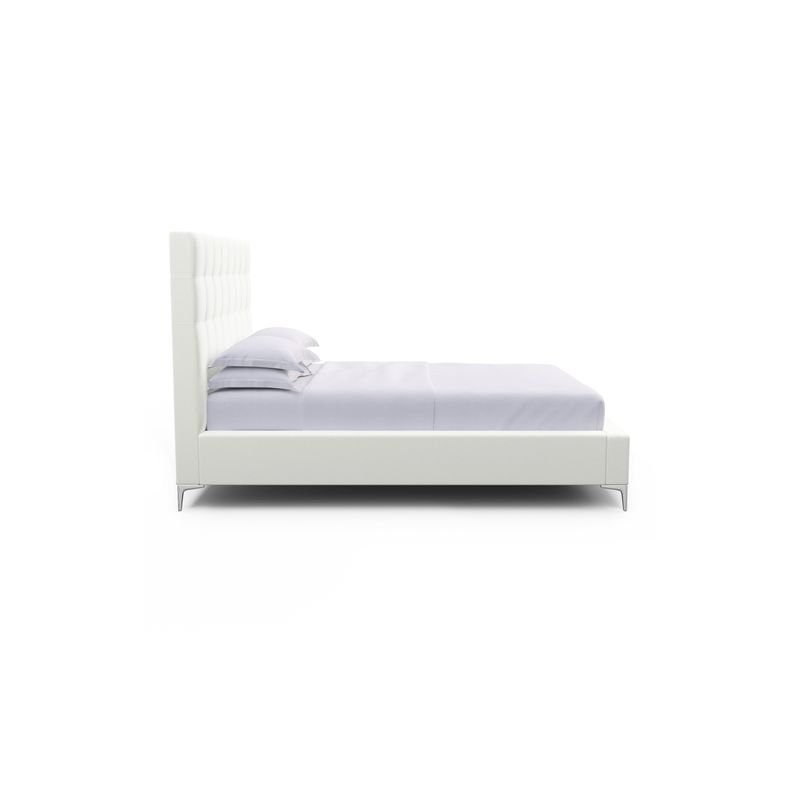 Bryant Upholstered Bed, Ebony, Queen, Plush Velvet Blanc