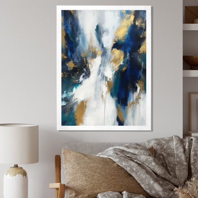 Indigo Awakening Abstract In Blue And Gold - Abstract Painting Large Wall Art