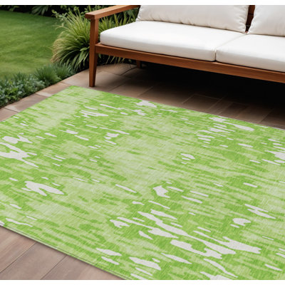 Tapis extérieur lavable rayé vert lime 9 pi x 12 pi