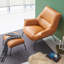 Fauteuil d'appoint et repose-pieds en cuir fleur-1075329706