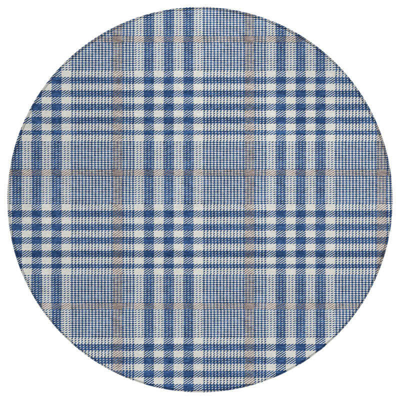 Samira Blue Washable Indoor-Outdoor Rug - , 8' x 8'
