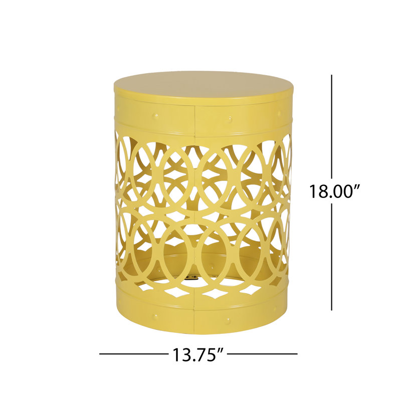 Braydin Iron Top End Table, Yellow