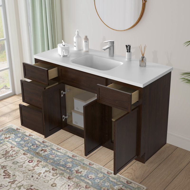Base de meuble-lavabo simple 54 po seulement, Brun
