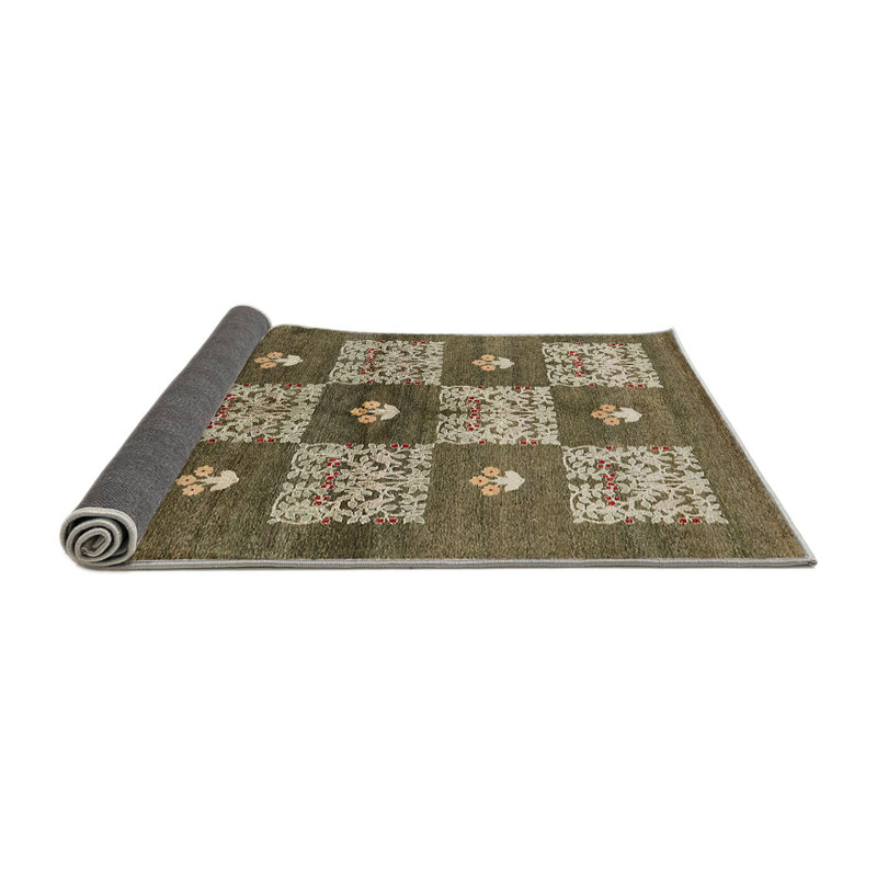 Tapis vert foncé / beige, Rond 6 pi