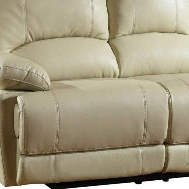 Harpersville 89" Faux Leather Reclining Sofa, Beige, Manual