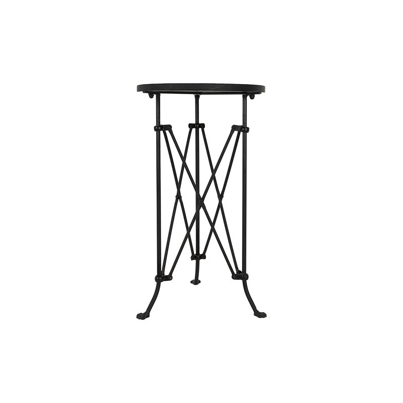 Obsidian Marble Tray Top End Table, Black, Black