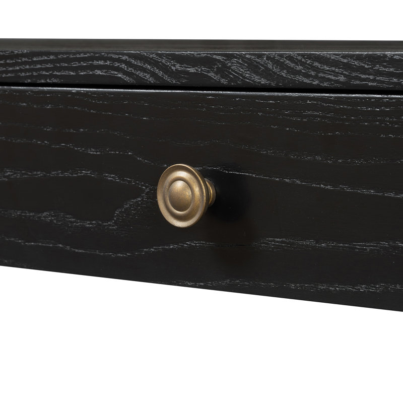 Console 52 po rustique avec coins arrondis et 3 tiroirs dissimulés, Noir