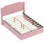 Grand lit rose avec revêtement, boutons en cristal, tête de lit à oreilles et rangement rembourré de grande taille, rangement pour utilisateur, rosé-959575159