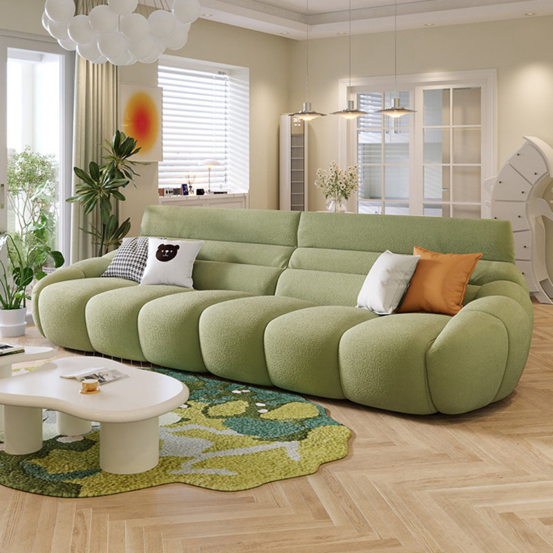 Modern Simple Cream Style Sofa, 36.61" H x 119.69" W x 38.58" D, Green