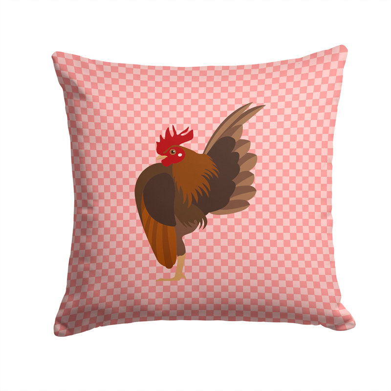 Coussin décoratif d’extérieur à la toile de poulet, 14 po x 14 po, Rose