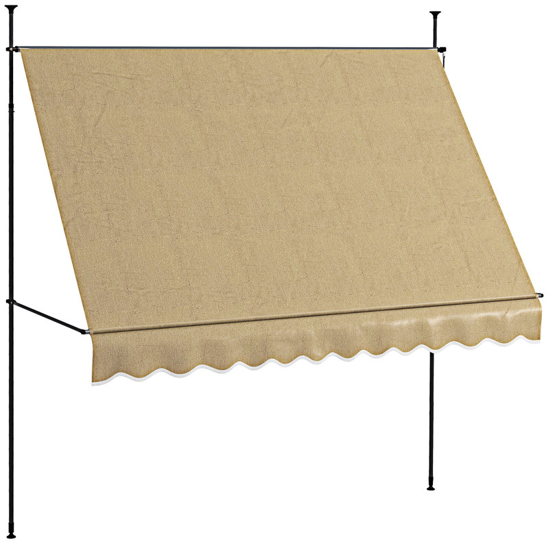 Auvent rétractable manuel avec support Outsunny, Beige, L 118,02 po x P 47,32 po