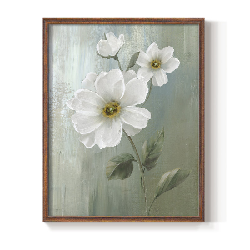White Fancy II Framed Print - Solid Wood, Walnut, 30" H x 24" W