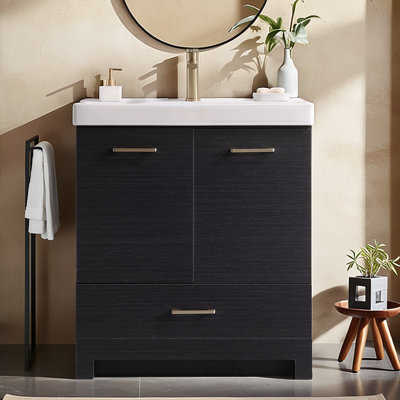 30" Modern Black Free-Standing Single Bathroom Vanity