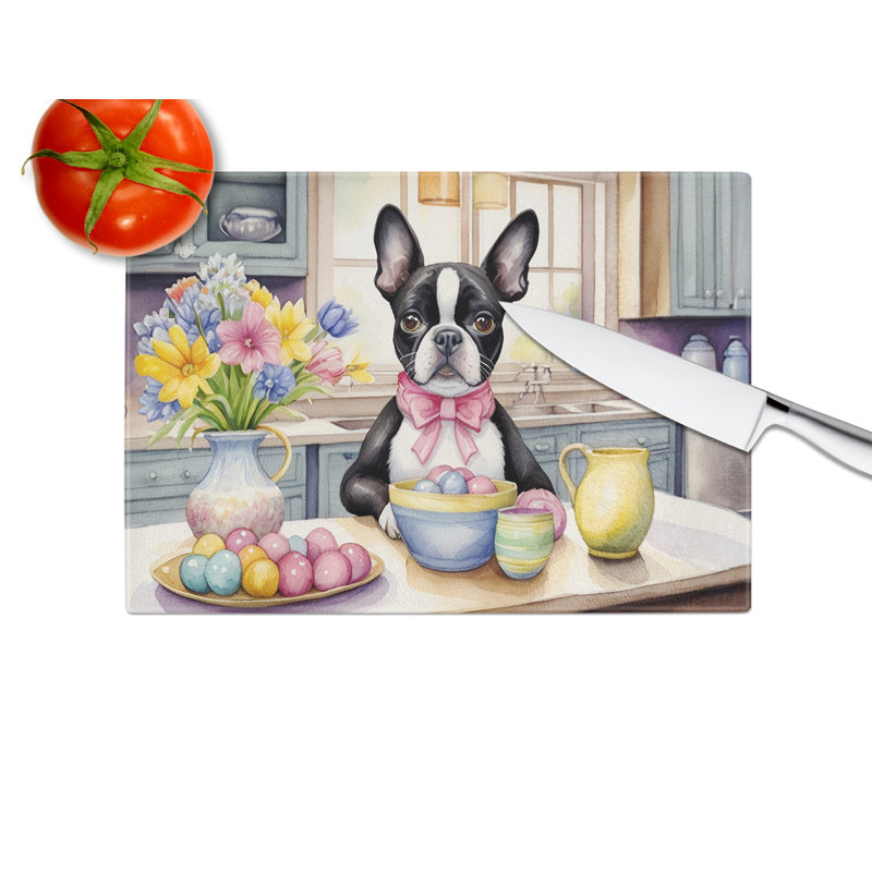 Planche à découper en verre décoratif Boston Terrier