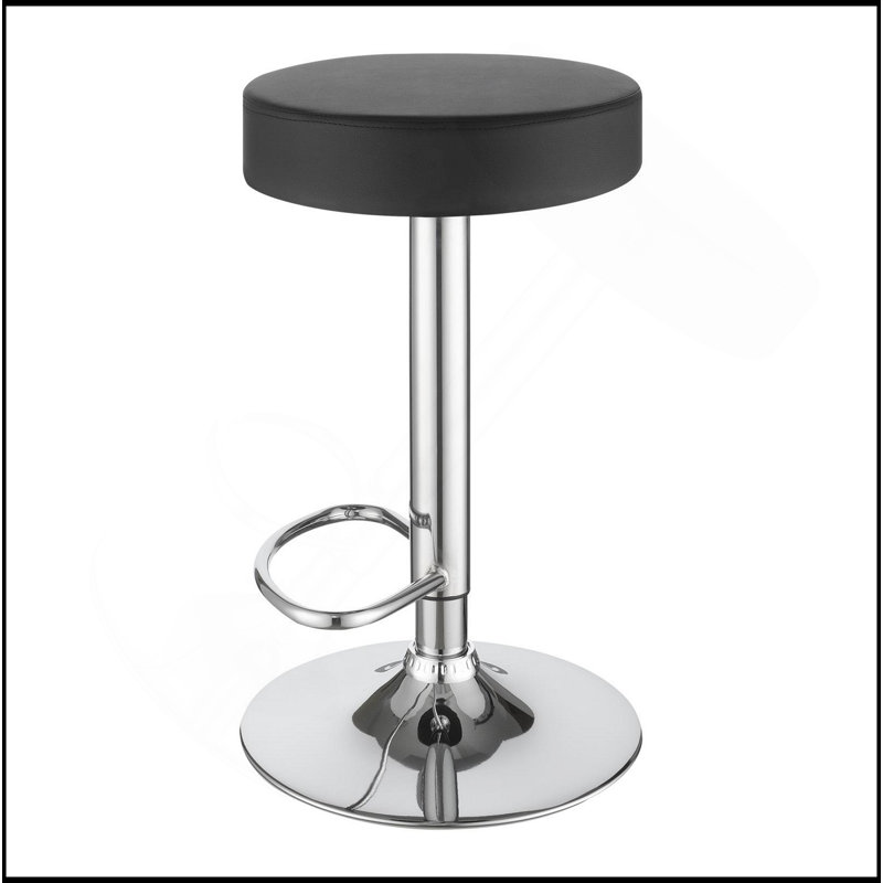 Tabouret de bar hydraulique noir et chrome réglable