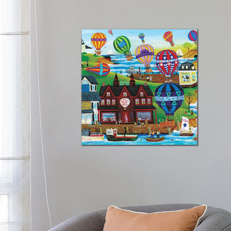 Hot Air Balloon Seaside Village 1 Piece Wrapped Canvas Wall Art, 66.04 cm H x 66.04 cm W