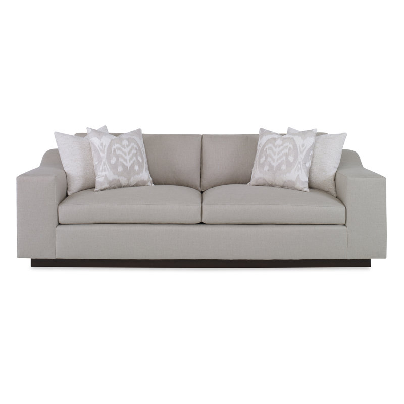Barrett Boucle and Velvet Sofa, Elise Linen, Amber