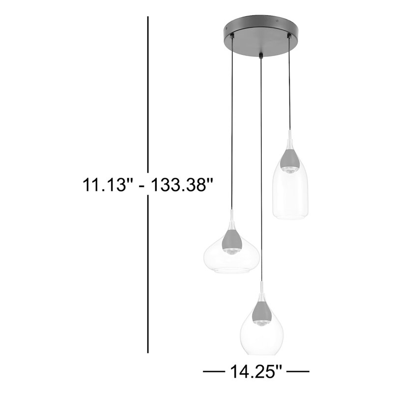 Luminaire suspendu géométrique en grappe à 3 lumières Demetra