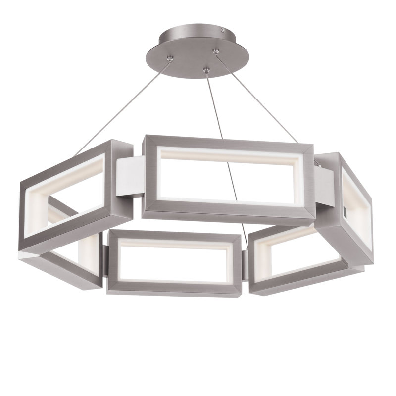 Mies 6 - Light Dimmable LED Geometric Chandelier, 5.13" H x 23.88" W x 26.25" D