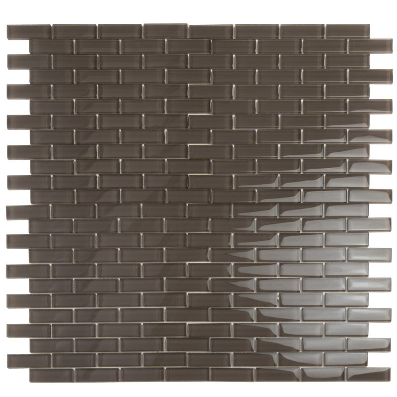 1" x 3" Glass Brick Joint Mosaic Wall & Floor Tile, Ash Gray