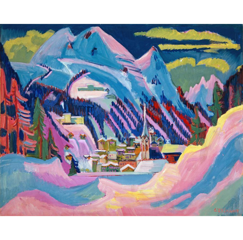 «Davos in Winter. Davos in Snow» par Ernst Ludwig Kirchner - Art mural sur toile tendue avec châssis, H 40 po x l 28 po