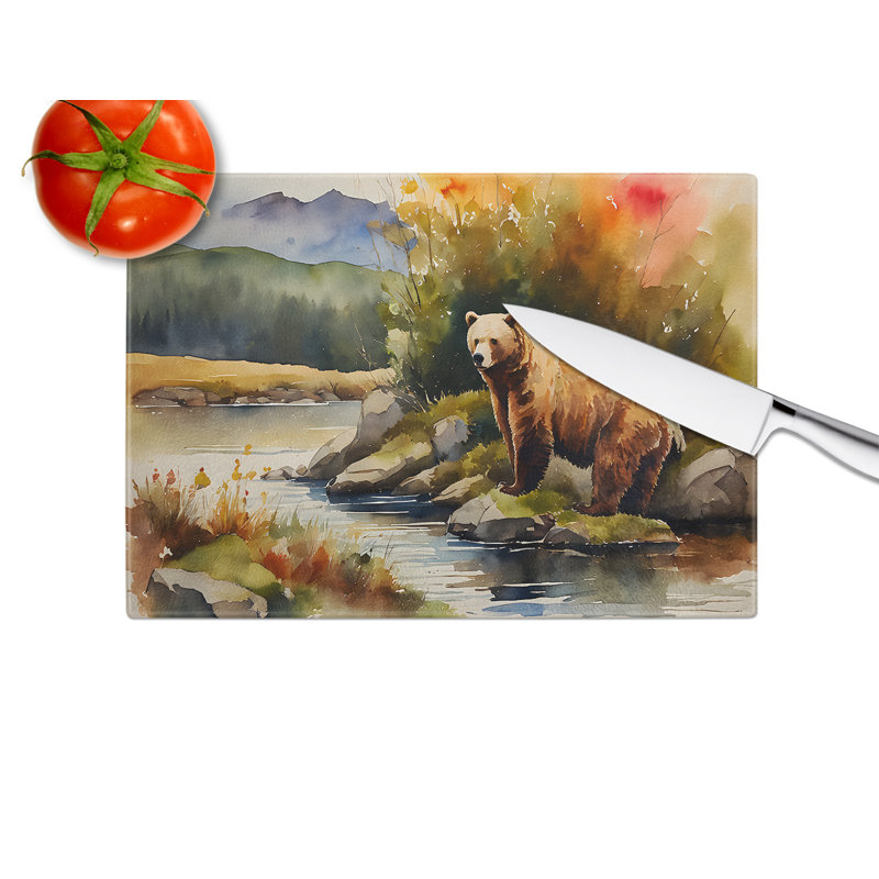 Kodiak Bear Glass Cutting Board Large