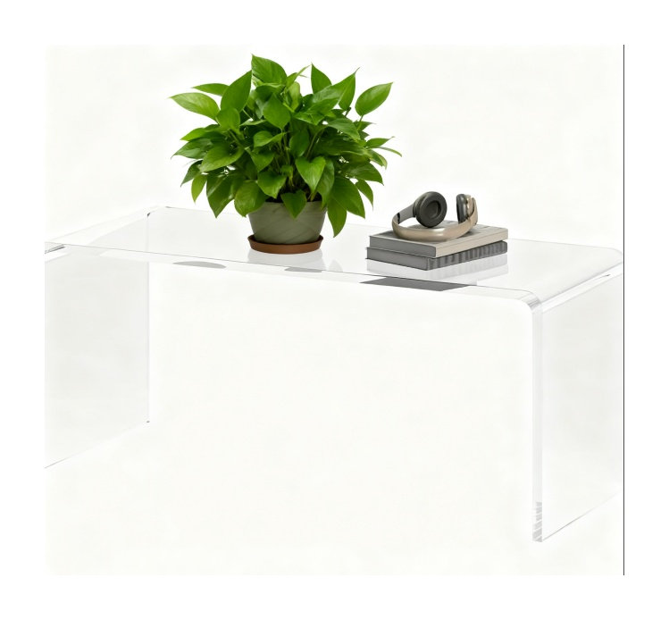 Table basse rectangulaire en acrylique transparent de 39 pouces avec motif en cascade