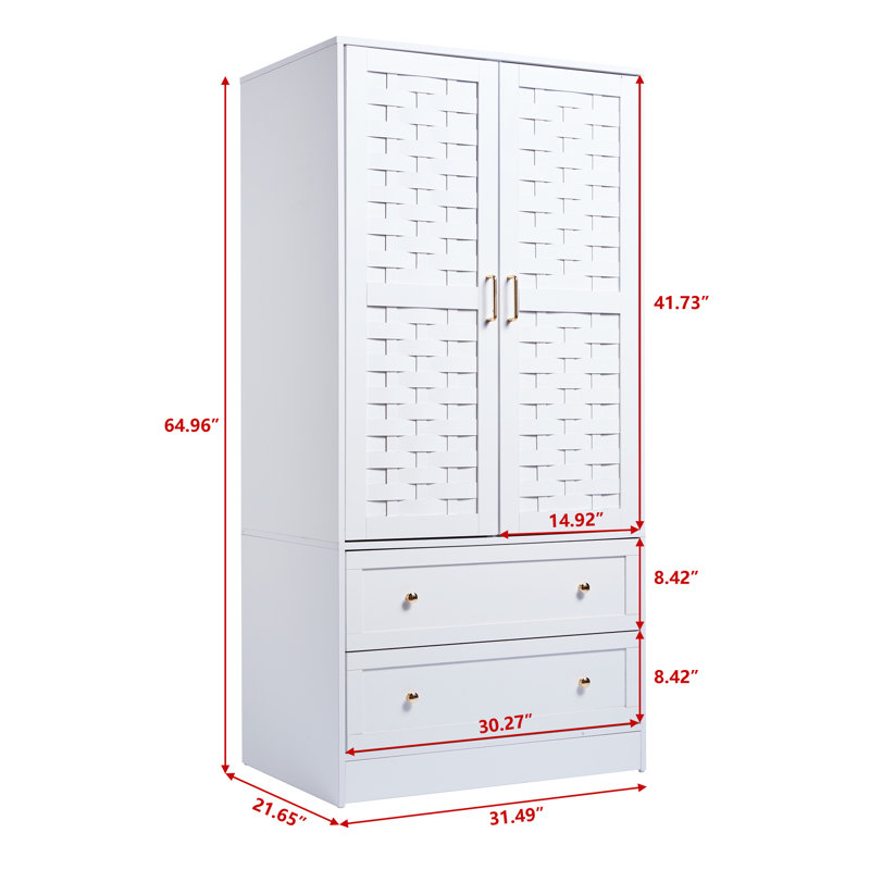 Armoire en bois manufacturé Romond, Blanc