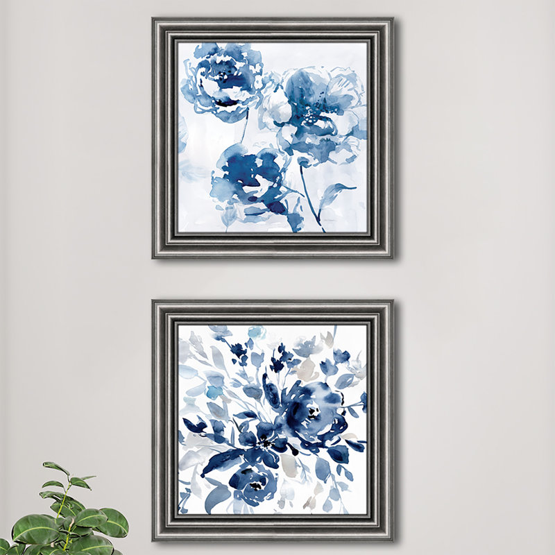 Indigo Garden II - ensemble de 2 peintures encadrées