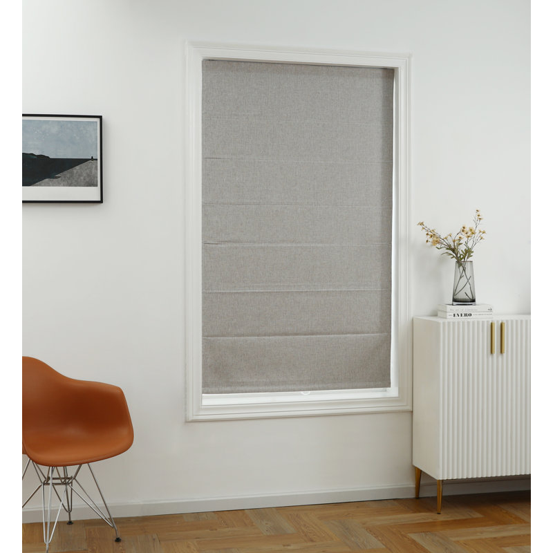Store romain 100% coton occultant sans cordon, Gris clair, L 30 po x L 64 po