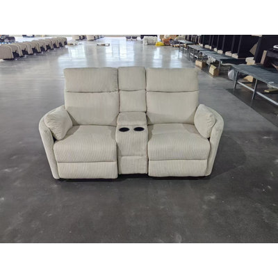 Corduroy Loveseat Sofa, 2 Seater Upholstered Two-Seat Couch With Built-In Cup Holders, Modern Small Loveseat For Living Room, Apartment, Bedroom-Beige