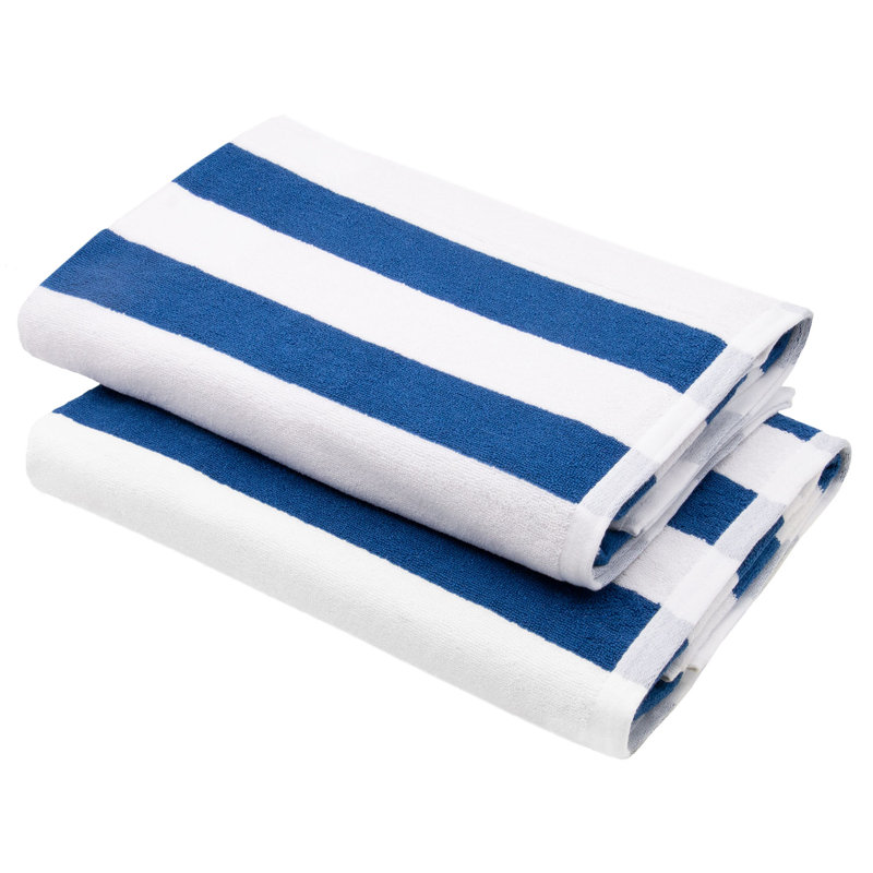 Midweight Beach Towel, Blue/White