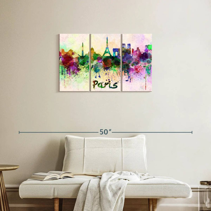 " Paris Skyline Colors " by Naomi Heart 3 - Pieces, 20" H x 33" W x 1.25" D