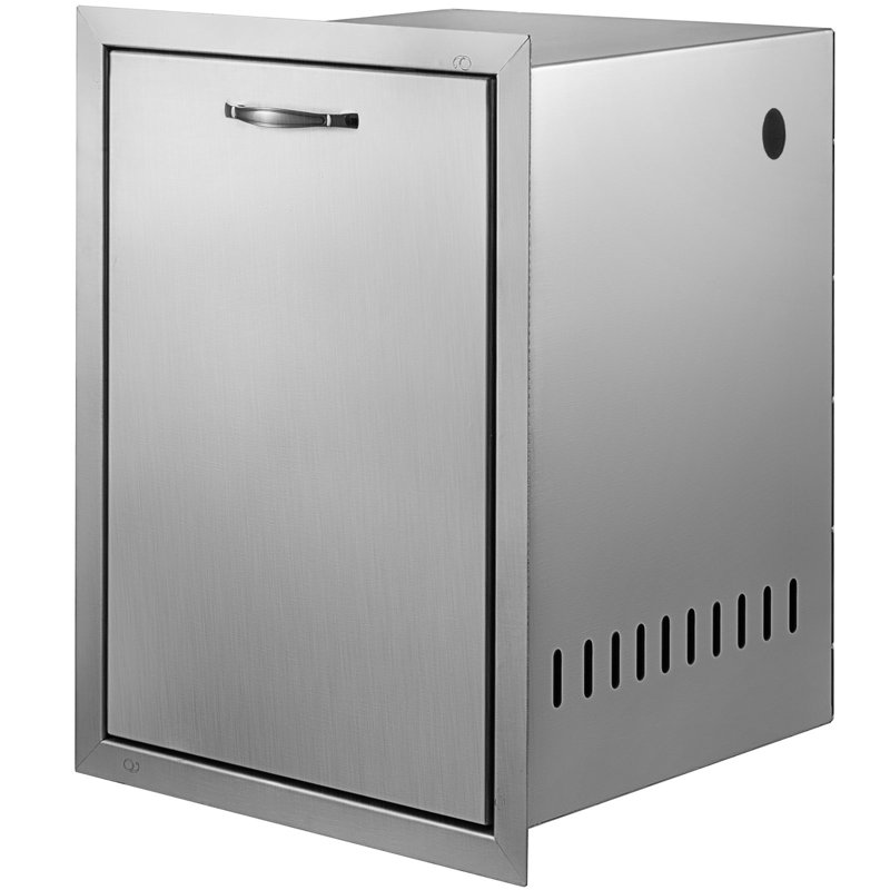 VEVOR Pull Out Trash Drawer 16Wx22h Inch, BBQ Island Outdoor Kitchen Drawer, Stainless Steel Trash Drawer With Handle
