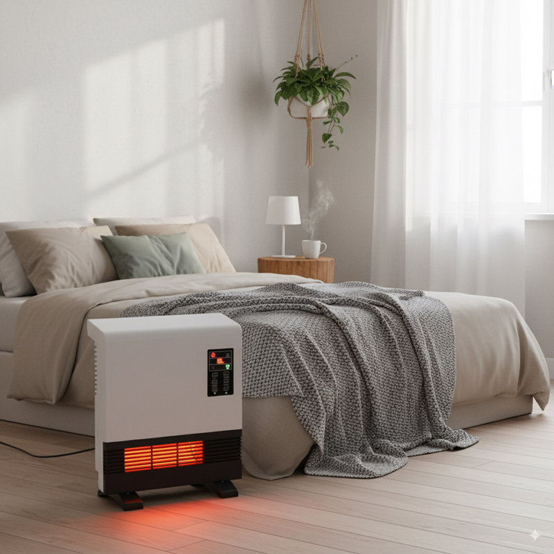 Quartz infrarouge à fixation murale ou au sol de 1 500 watts Airo Comfort, quartz, minuterie, thermostat, protection contre la surchauffe, certificat ETL