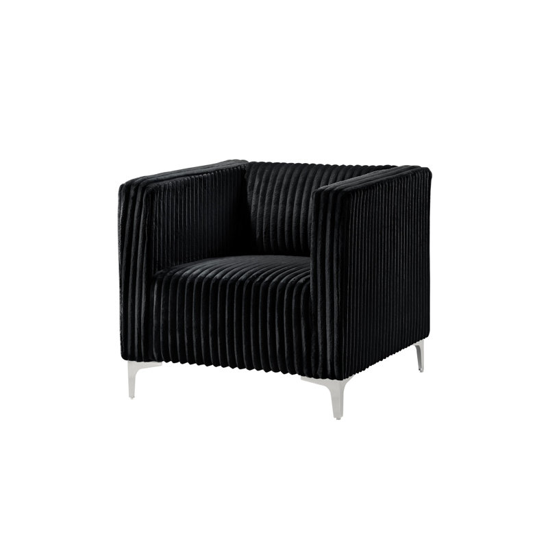 Chryssa Upholstered Armchair, Black Velvet