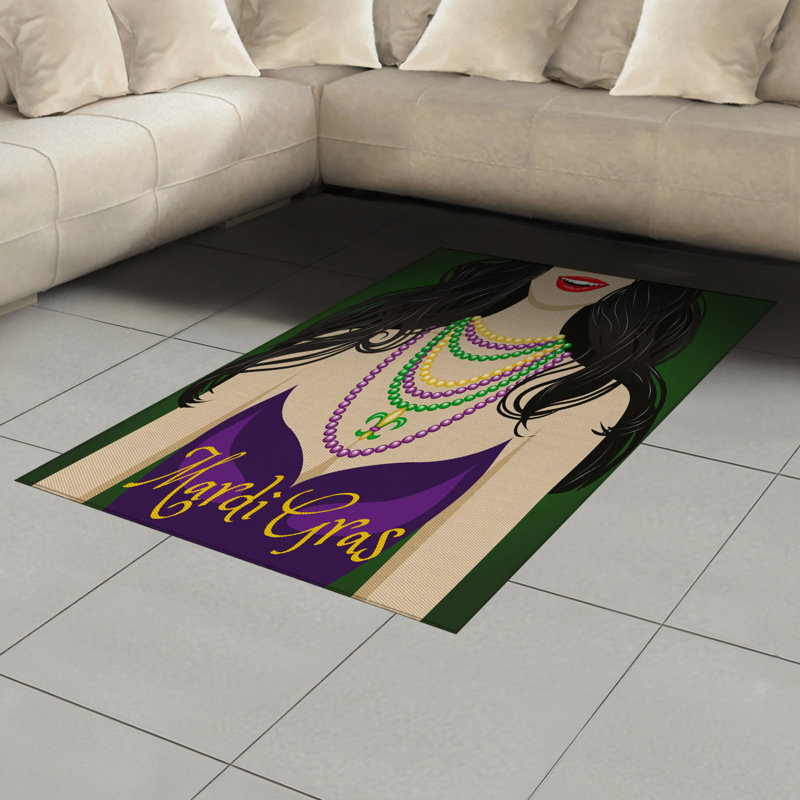 Tapis décoratif en fibres de polyester à haute densité Mardi Gras, Rectangle— 4 pi x 5 pi 8 po