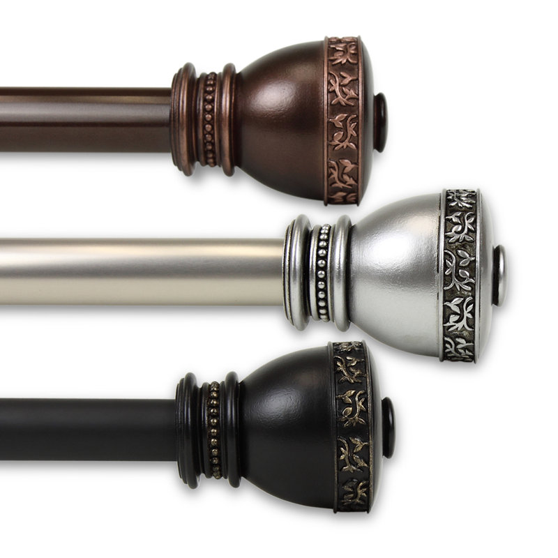 Anndale Steel Adjustable 1'' Single Curtain Rod, 48" - 84", Bronze